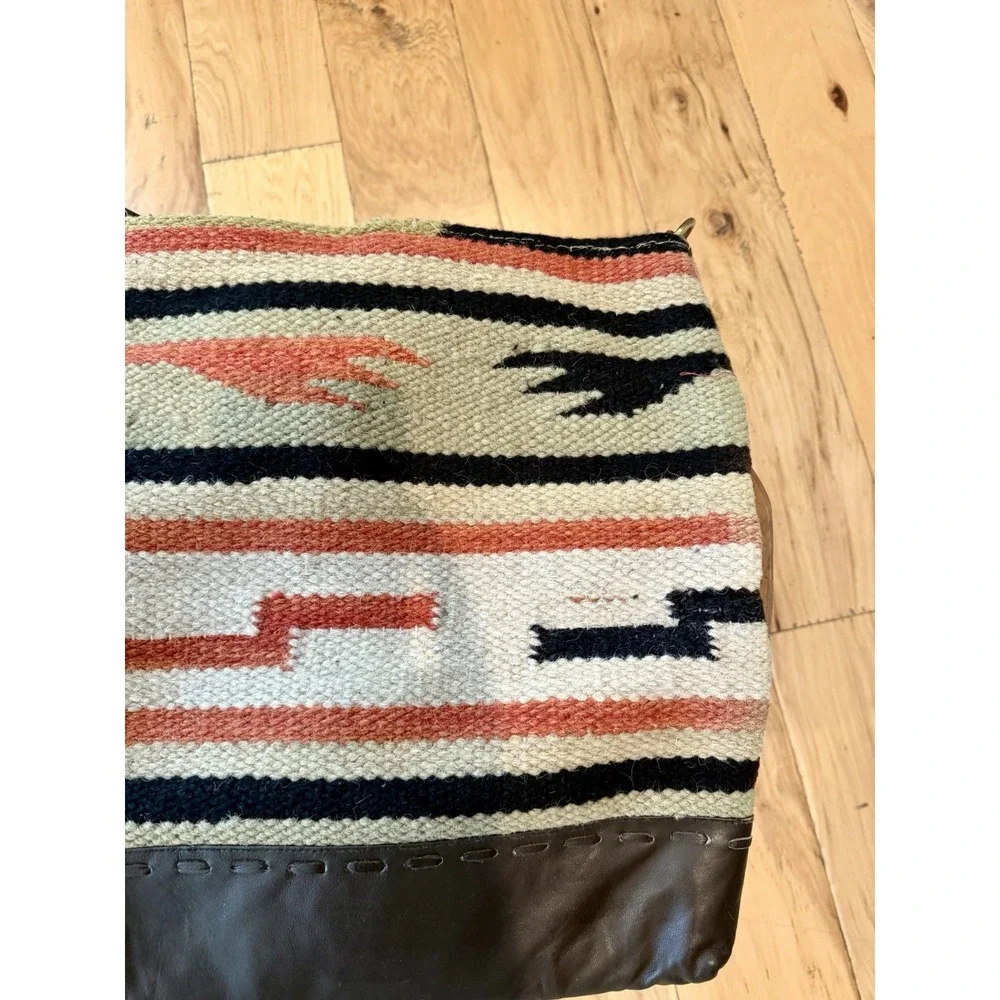 Raj Anthropologie Crossbody Rug Bag Kilim Woven Tribal Western Leather Boho